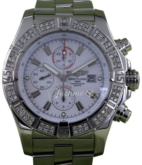 breitling super avenger a13370 mens wrist watch|breitling a13370 diamond bezel.